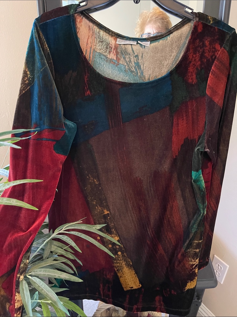 Chico's Multicolor Velvet Long-Sleeve Tee